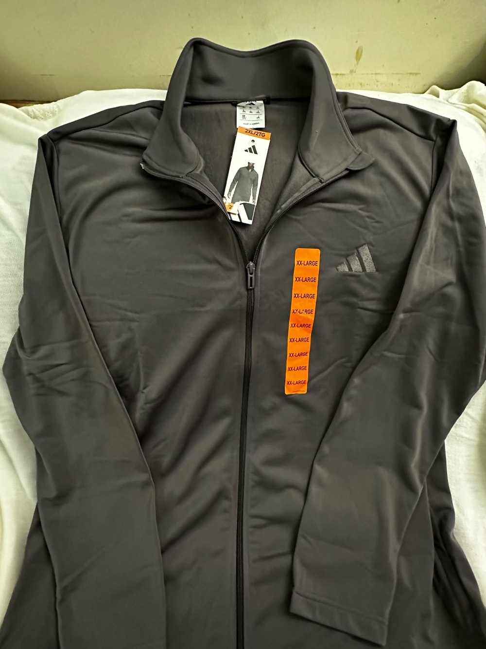 Adidas Men's Gray Tract Performance Tricot Jacket - Picture 3 of 8
